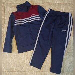 Adidas Kids Boys Maroon and Navy Tracksuit Size 4